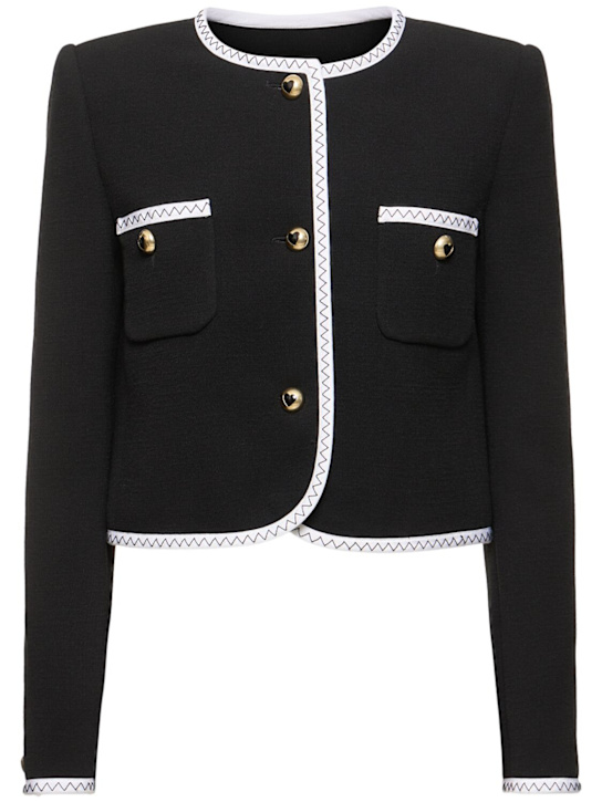Moschino: Stretch crepe cropped jacket - women_0 | Luisa Via Roma