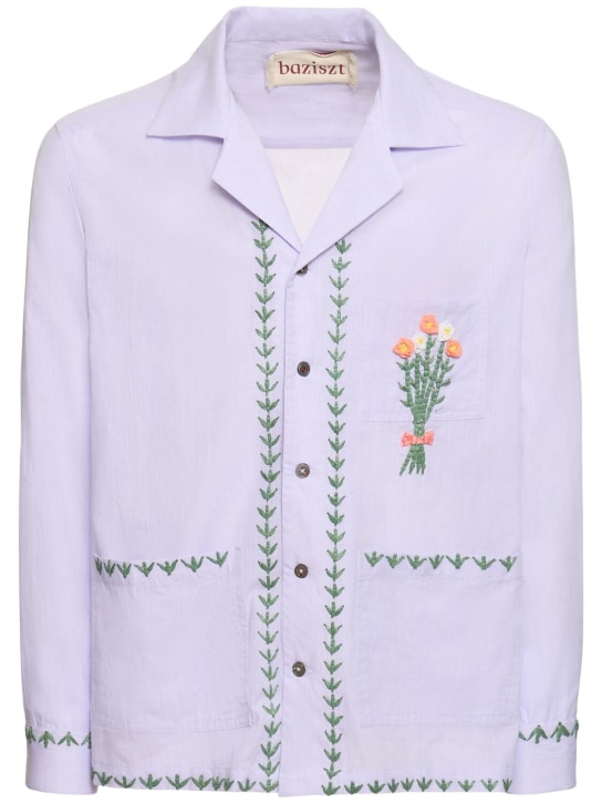 Baziszt: Hemd aus Baumwolle mit Blumendruck - Lila - men_0 | Luisa Via Roma