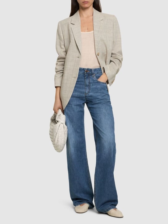 Brunello Cucinelli: Jeans aus Baumwolldenim mit weitem Bein - Blau - women_1 | Luisa Via Roma