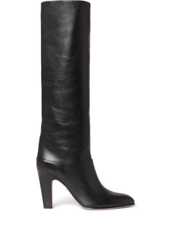 Chloé: 85mm Eve leather tall boots - Black - women_0 | Luisa Via Roma