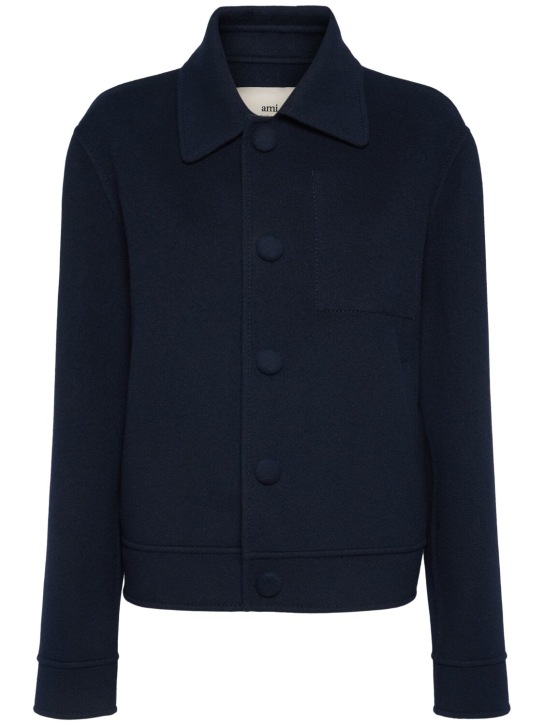 AMI Paris: Boxy wool & cashmere jacket - Navy - women_0 | Luisa Via Roma