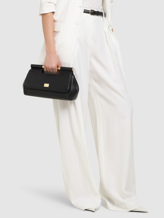Dolce&Gabbana: Sicily elongated leather top handle bag - Black - women_1 | Luisa Via Roma