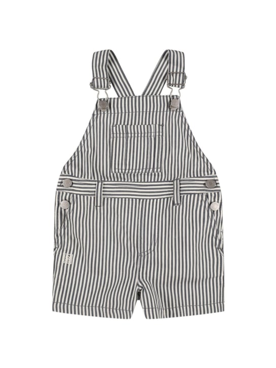 Liewood: Striped organic cotton overalls - Cream/Navy - kids-boys_0 | Luisa Via Roma