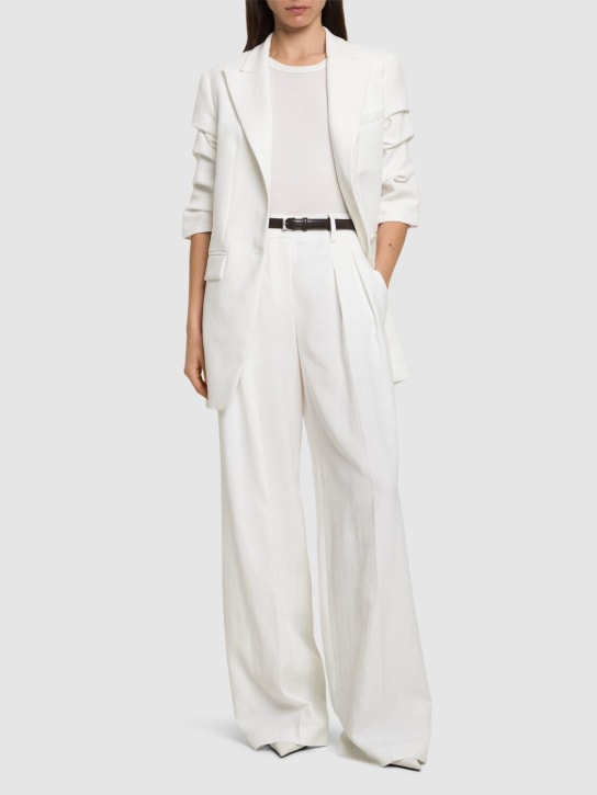 Michael Kors Collection: Linen mid rise wide pants - Optic White - women_1 | Luisa Via Roma