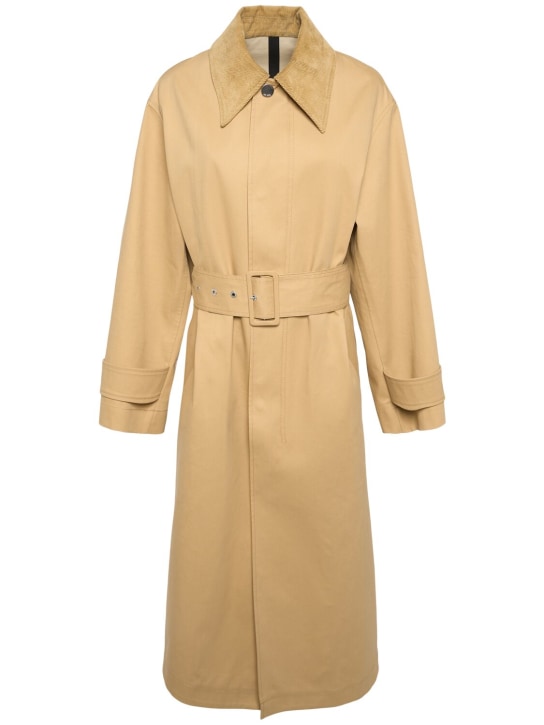 AMI Paris: Abrigo trench de lona de algodón con cinturón - Beige - women_0 | Luisa Via Roma