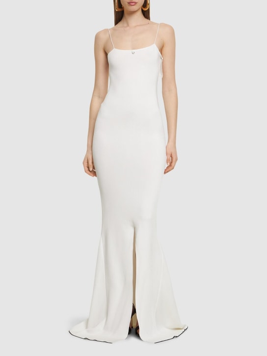 Jacquemus: La Robe Aro knit long dress - Beyaz - women_1 | Luisa Via Roma
