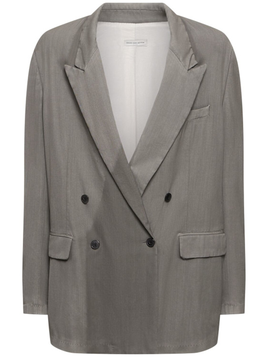 Dries Van Noten: Bishop double breasted wool blazer - men_0 | Luisa Via Roma