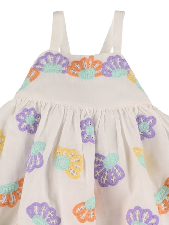 Stella Mccartney Kids: Robe en coton et lin imprimé fleurs - Blanc - kids-girls_1 | Luisa Via Roma