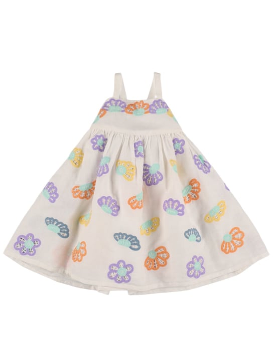 Stella Mccartney Kids: Robe en coton et lin imprimé fleurs - Blanc - kids-girls_0 | Luisa Via Roma