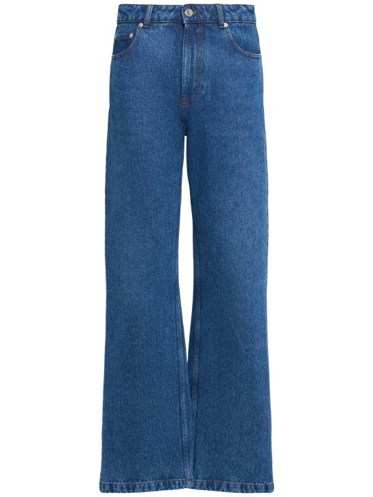 AMI Paris: Jeans larghi vita alta in cotone - Blu - women_0 | Luisa Via Roma