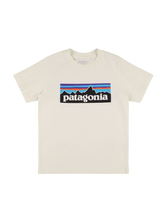 Patagonia: T-shirt in cotone organico con stampa - Off White - kids-girls_0 | Luisa Via Roma
