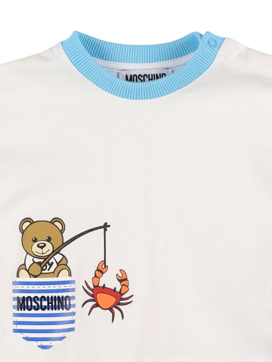 Moschino: T-shirt en jersey de coton & short - Crystal Blue - kids-boys_1 | Luisa Via Roma
