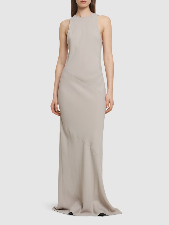 AMI Paris: Viscose blend sleeveless long dress - Beige - women_1 | Luisa Via Roma