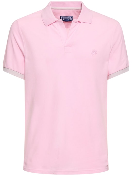 VILEBREQUIN: Logo刺绣棉质珠地网眼布POLO衫 - 粉色 - men_0 | Luisa Via Roma