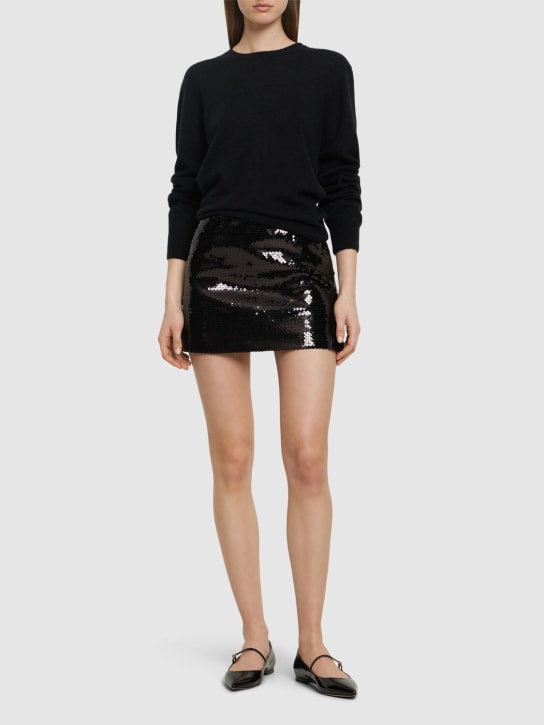 16arlington: Quattro sequined mini skirt - Siyah - women_1 | Luisa Via Roma