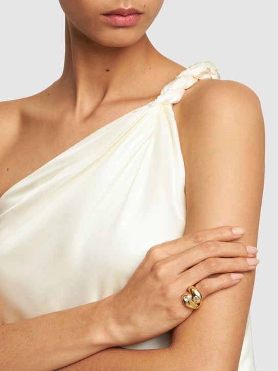 Timeless Pearly: Crystal chunky ring - White/Gold - women_1 | Luisa Via Roma