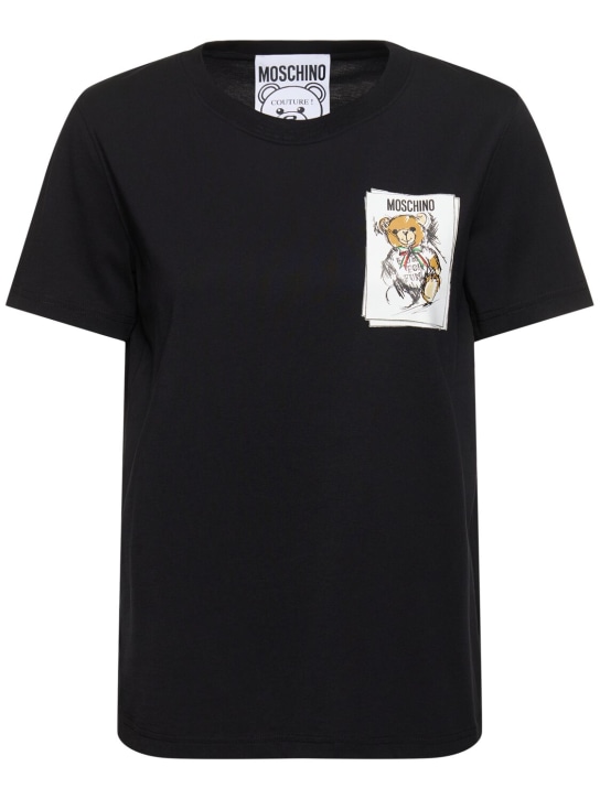 Moschino: T-shirt en jersey de coton - women_0 | Luisa Via Roma