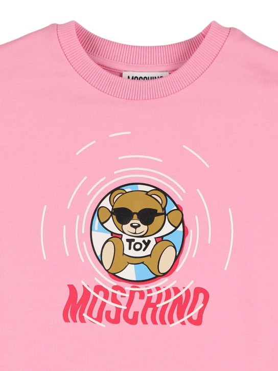 Moschino: Vestito in jersey di cotone stampato - Sweet Pink - kids-girls_1 | Luisa Via Roma
