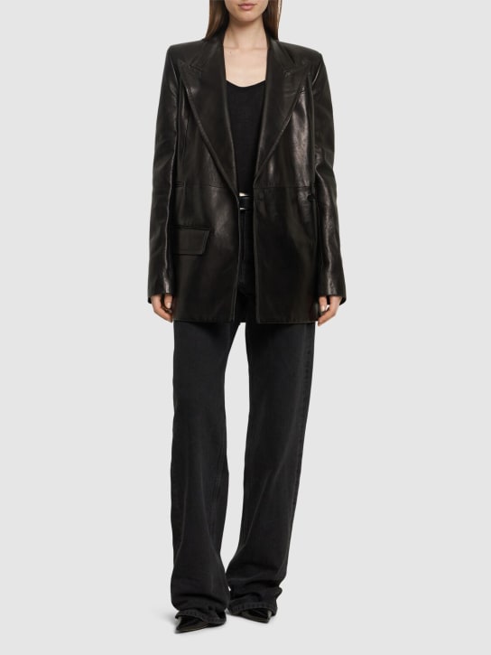 Khaite: Jacobson皮革西服夹克 - 黑色 - women_1 | Luisa Via Roma