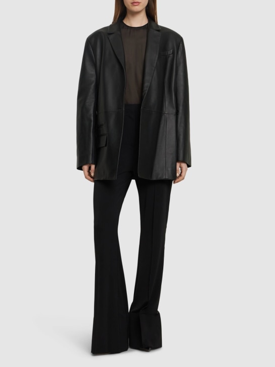 Jacquemus: La Veste Tibau Cuir leather jacket - Siyah - women_1 | Luisa Via Roma