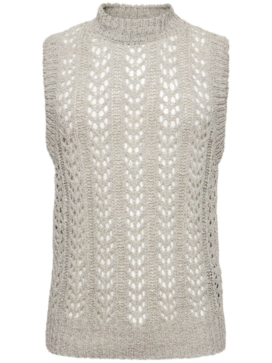 J.L-A.L: Redos cotton blend open knit vest - Silver/Grey - men_0 | Luisa Via Roma