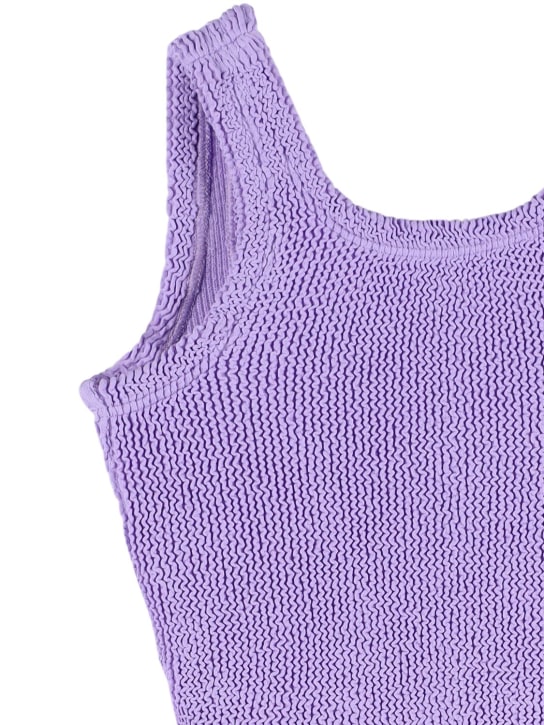 Hunza G: Seersucker one piece swimsuit w/ ruffles - Light Purple - kids-girls_1 | Luisa Via Roma