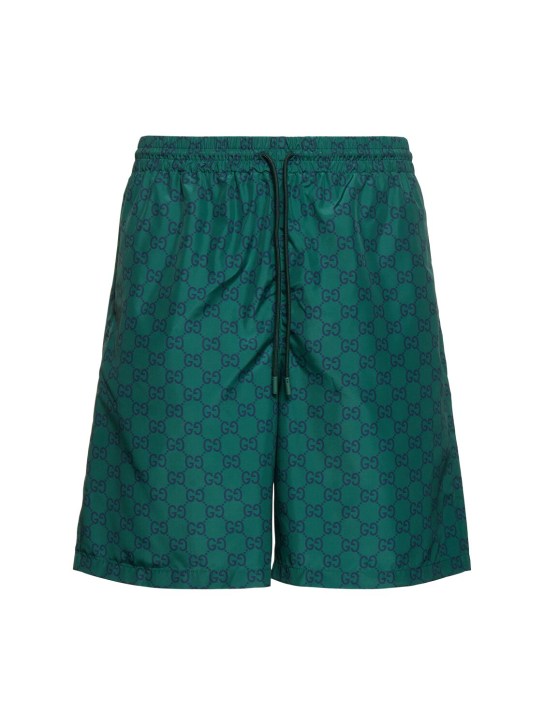 Gucci: GG nylon swim shorts - Verde - men_0 | Luisa Via Roma