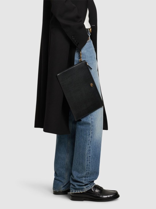 Gucci: GG Marmont leather pouch - Black - men_1 | Luisa Via Roma