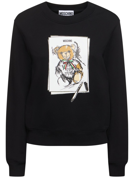 Moschino: Bedrucktes Sweatshirt aus Baumwolljersey - Schwarz - women_0 | Luisa Via Roma