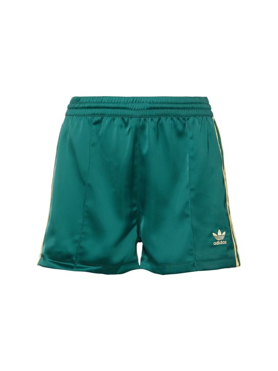 adidas Originals: Shorts de satén 3 bandas - Verde - women_0 | Luisa Via Roma