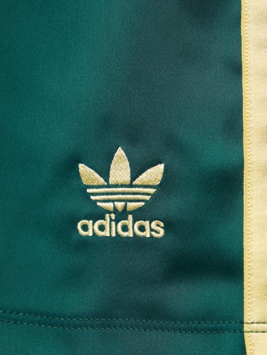 adidas Originals: 3 Stripes satin shorts - Green - women_1 | Luisa Via Roma