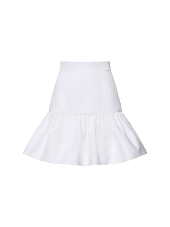 Patou: Gathered cotton gabardine mini skirt - Beyaz - women_0 | Luisa Via Roma