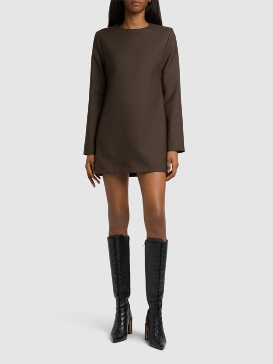 AMI Paris: Wool mini dress - Brown - women_1 | Luisa Via Roma