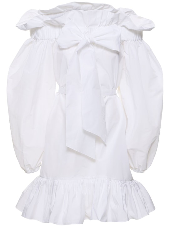 Patou: Faille volume mini dress w/bow - Beyaz - women_0 | Luisa Via Roma