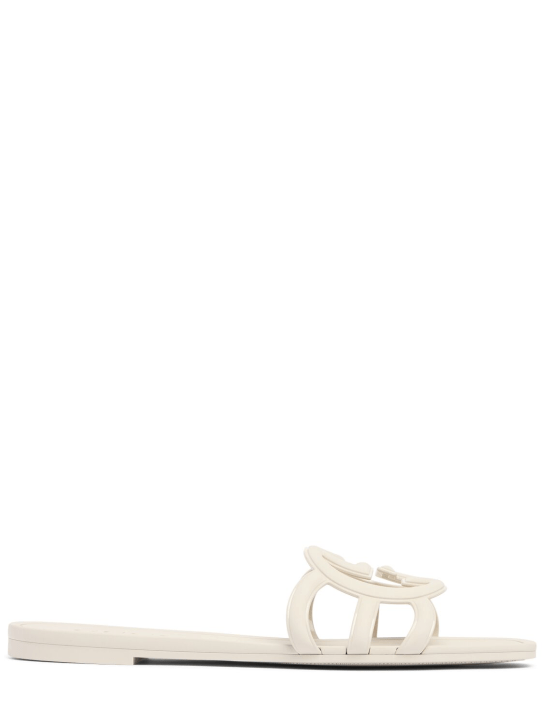 Gucci: 10mm Interlocking G rubber slide sandals - Mystic White - women_0 | Luisa Via Roma