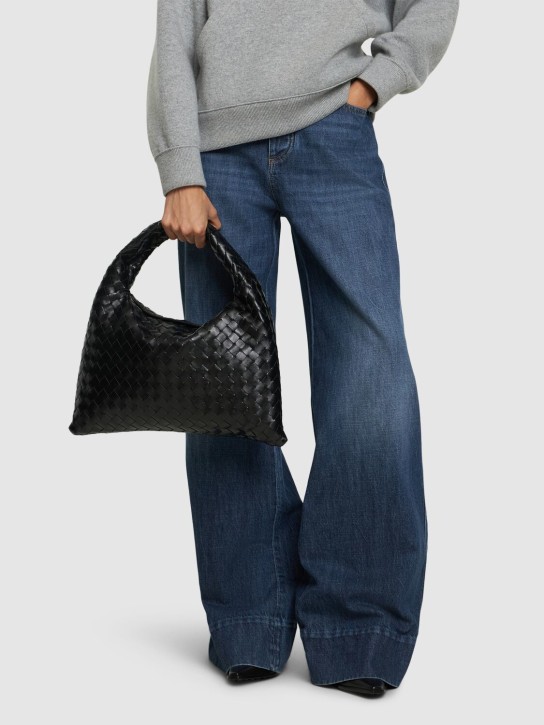 Bottega Veneta: Small Hop leather shoulder bag - Black - women_1 | Luisa Via Roma