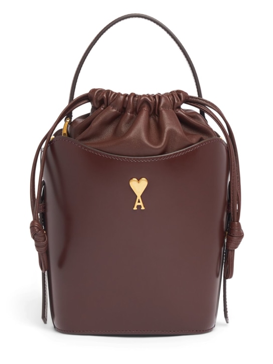 AMI Paris: Mini Paris Paris leather bucket bag - women_0 | Luisa Via Roma