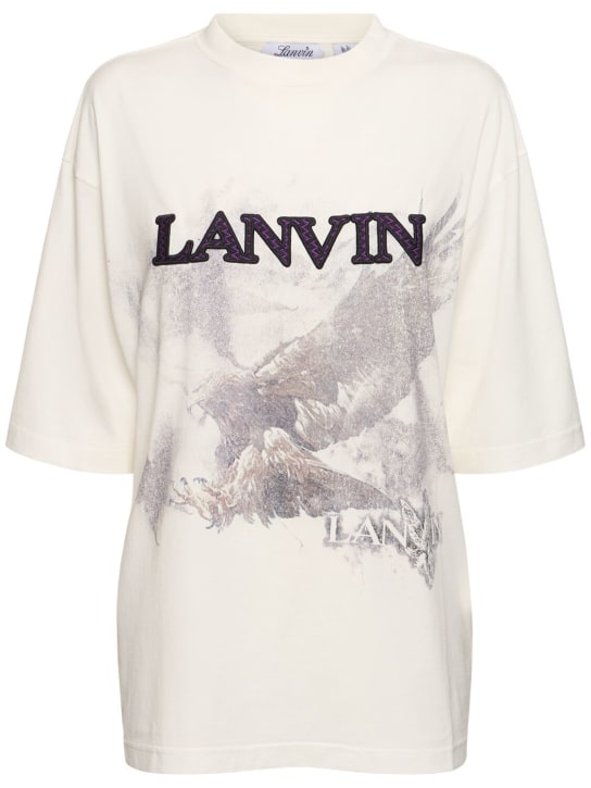 Lanvin: 프린트 반팔 티셔츠 - White Mustang - women_0 | Luisa Via Roma