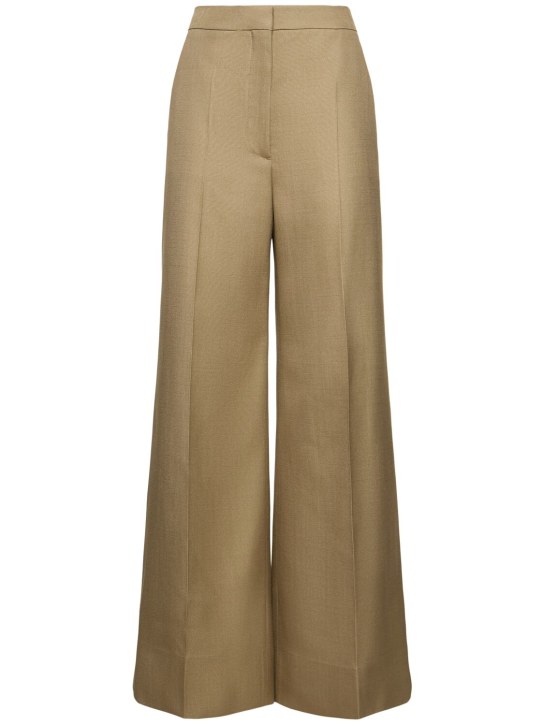 Stella McCartney: Pantalon ample en viscose taille haute - Beige Foncé - women_0 | Luisa Via Roma