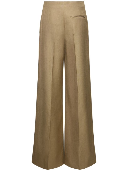 Stella McCartney: 粘胶纤维高腰阔腿裤 - 深米黄色 - women_4 | Luisa Via Roma