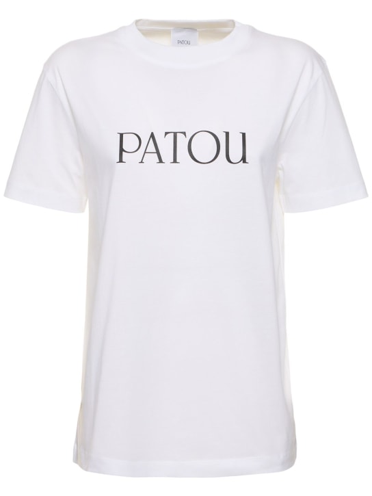 Patou: Logo jersey short sleeve t/shirt - Beyaz - women_0 | Luisa Via Roma