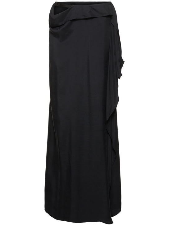 Ann Demeulemeester: Medi asymmetric silk twill long skirt - Washed Black - women_0 | Luisa Via Roma