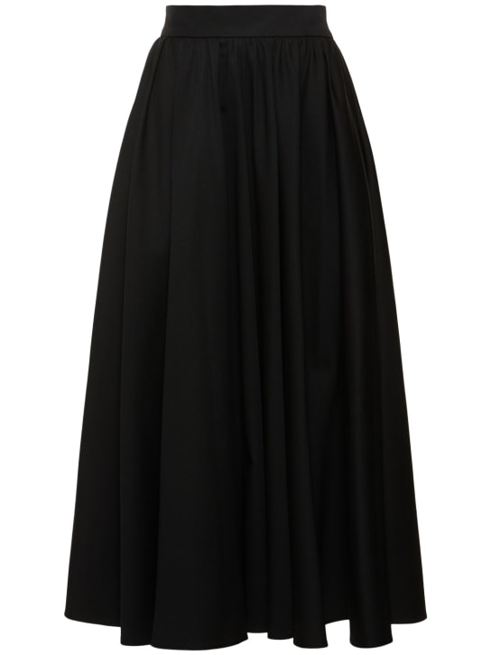Patou: Jupe longue en gabardine de coton à plis - Noir - women_0 | Luisa Via Roma