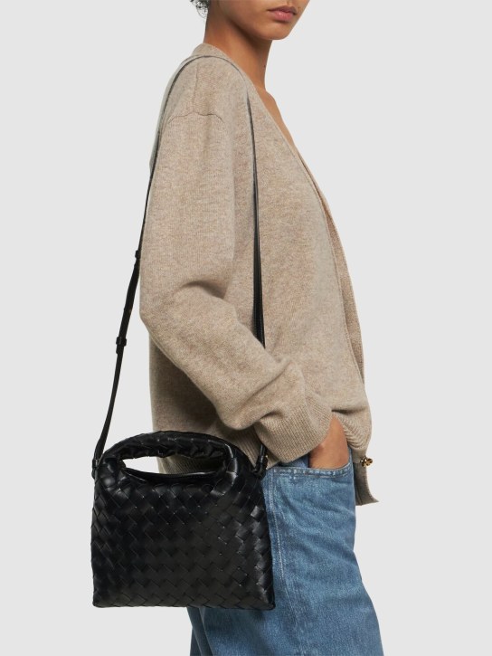 Bottega Veneta: Mini Hop leather cross-body bag - Black - women_1 | Luisa Via Roma
