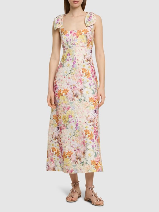Zimmermann: Harmony floral self-tie linen midi dress - Multicolor - women_1 | Luisa Via Roma