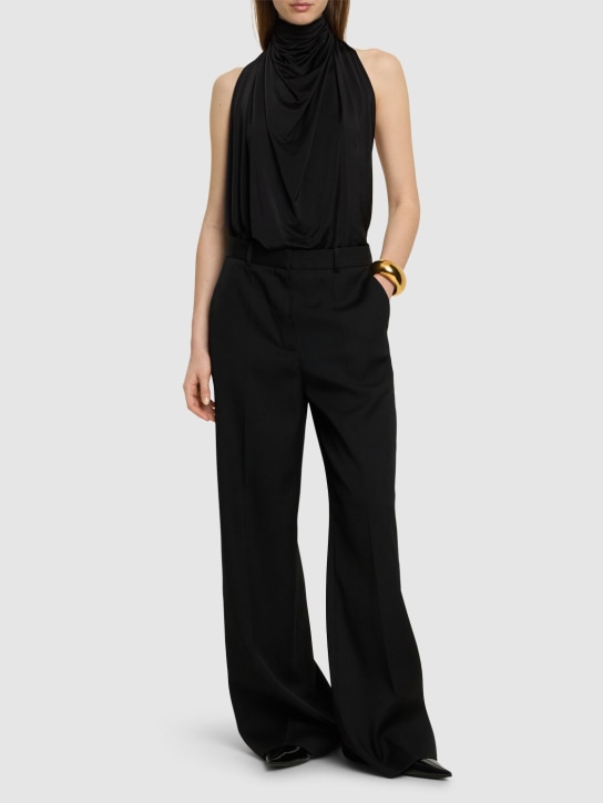 Lanvin: Pantalon ample en crêpe de laine taille haute - Noir - women_1 | Luisa Via Roma