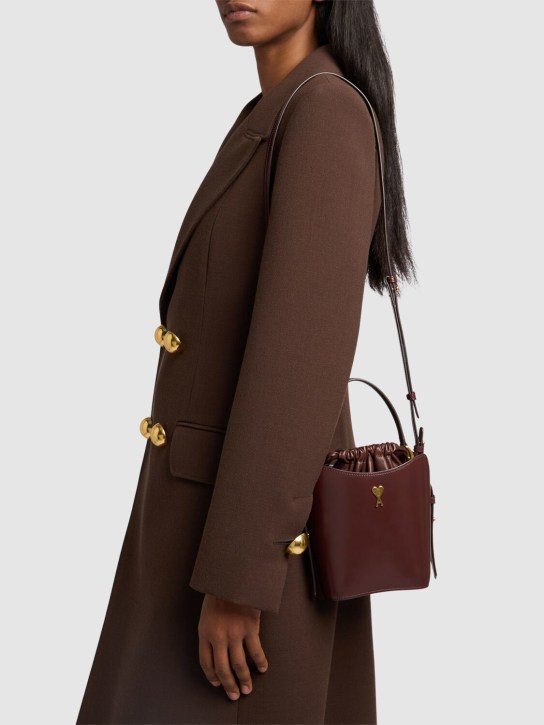 AMI Paris: Mini Paris Paris leather bucket bag - women_1 | Luisa Via Roma