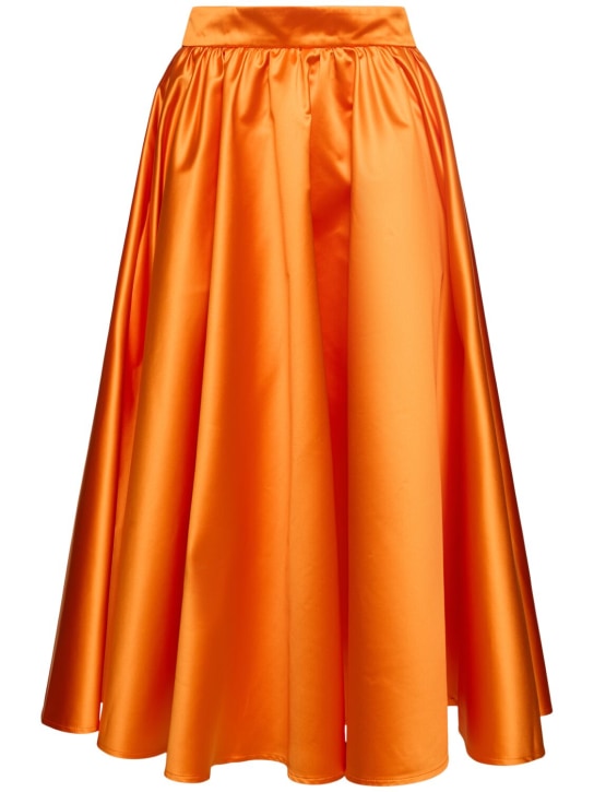 Patou: Jupe longue en satin duchesse à plis - Orange - women_0 | Luisa Via Roma
