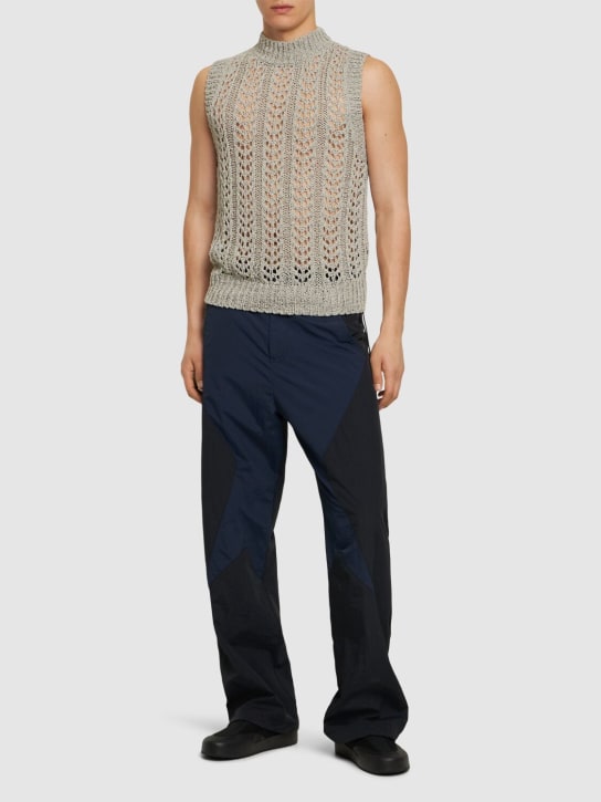 J.L-A.L: Redos cotton blend open knit vest - Silver/Grey - men_1 | Luisa Via Roma