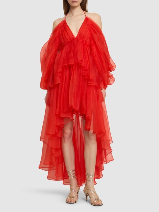 Zimmermann: Vestido corto de tul de seda - Rojo - women_1 | Luisa Via Roma